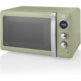 Мікрохвильова піч Swan Retro SM22030GNEU 20L, зелена, 800W, вінтажний дизайн