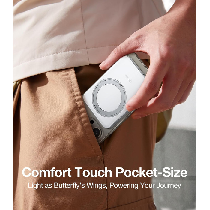 Power Bank TORRAS 5000mAh з MagSafe та кільцем для iPhone 16/15/14/13/12. Бездротовий, USB-C, чорний