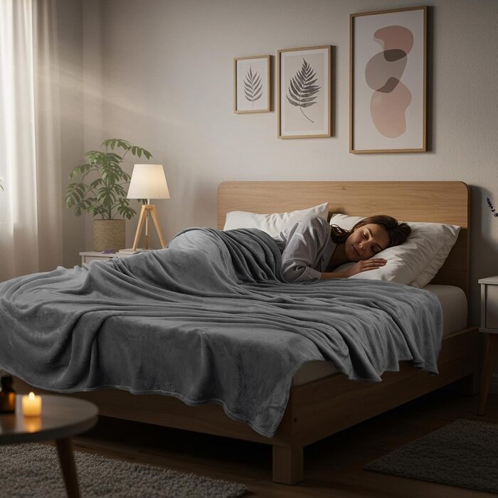 Плед Utopia Bedding: теплий та м'який флісовий плед 200x150 см сірого кольору для ліжка, дивана та крісла