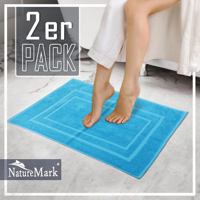 Набір бавовняних килимків для ванної кімнати NatureMark, 100% бавовна, 50 x 80 см, бірюзовий (2 шт)