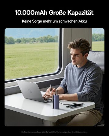 Powerbank Baseus EnerGeek для ноутбука: 100W, 10000mAh, 2x USB-C PD 3.0, Digitaldisplay, сумісний з MacBook, Dell, HP, SteamDeck, iPhone, Samsung