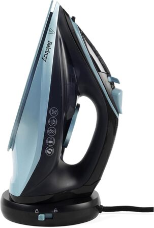 Праска Beldray 2600 Вт – керамічна підошва з антипригарним покриттям, регулювання температури та пари, самоочищення, резервуар 280 мл, до 140 г/хв, висока потужність (EU-штепсель, блакитний)