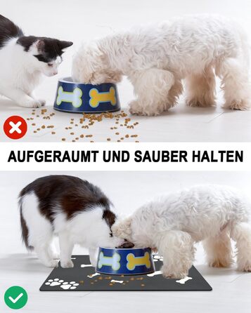 Нековзна килимок під миску для собак та котів, 40x60 см, чорний, швидковисихаючий, легко миється