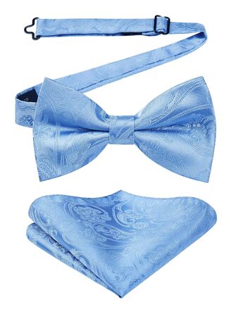 Метелик HISDERN для чоловіків однотонний, регульований, для вечірки, весілля (B, небесно-блакитний 2)