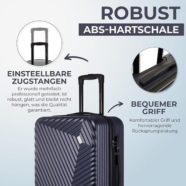 Набір валіз xRace 3-частинний ABS, 20/24/28 дюймів, ручна поклажа, TSA замок, 360° колеса, стійкий до ударів, з преміум підкладкою (Морська блакить)