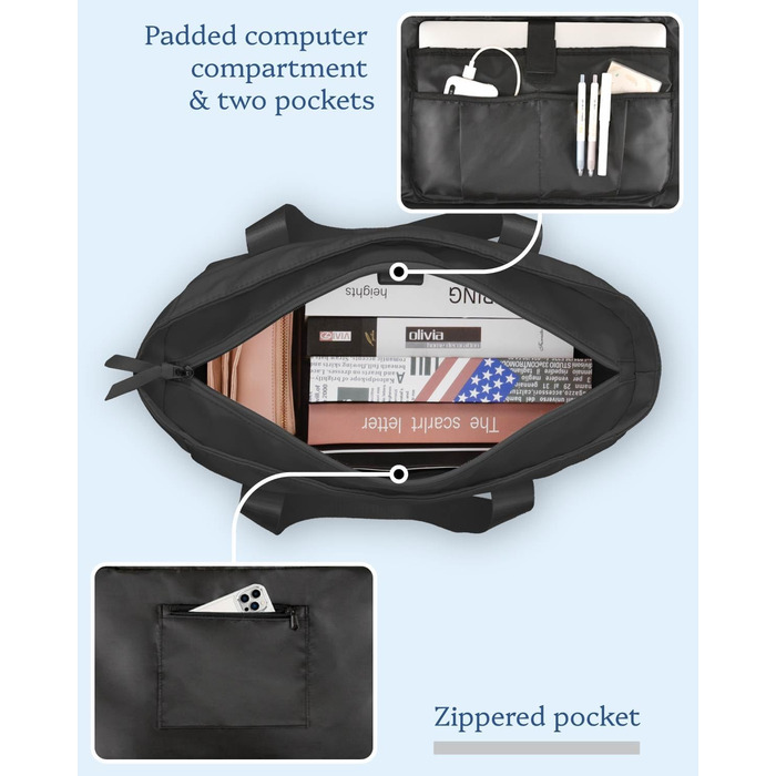 Laptop Bag for Danes, waterproof shoulder bag with 40.6 cm computer compartment for work, school, travel, violet (L, Black Large)