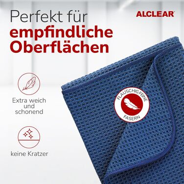 Набір мікрофібрових серветок для прибирання ALCLEAR Trockenwunder, 10 шт, 60x40 см, гігроскопічні, темно-сині