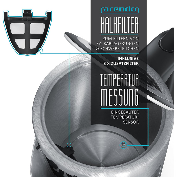 Електричний чайник з нержавіючої сталі 3000W з регулюванням температури та функцією підтримання тепла