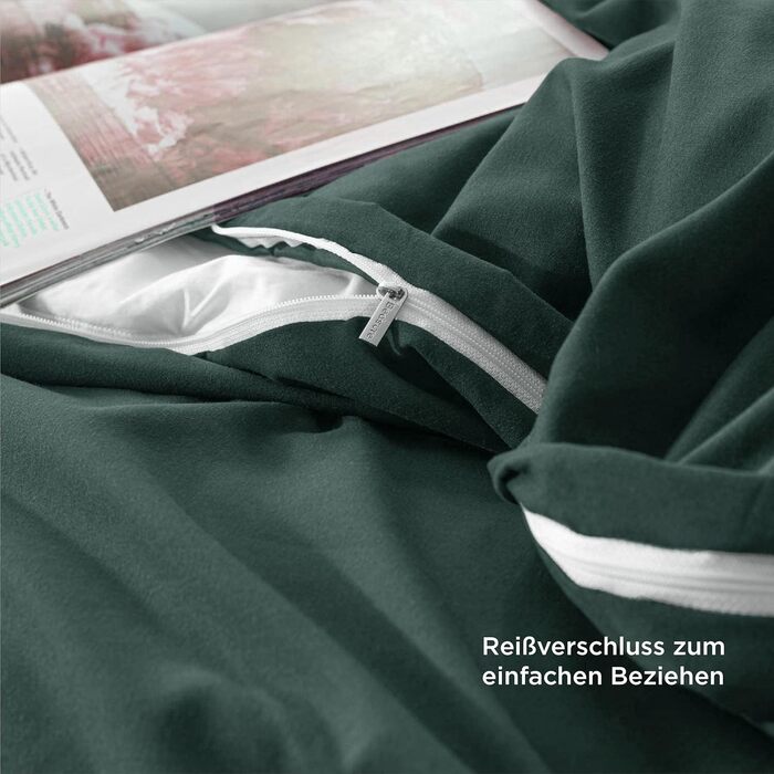 BEDSURE Комплект постільної білизни 135x200 4-х частинний, зелений, мікрофібра, поліестер, з блискавкою, ÖKO-TEX сертифікат