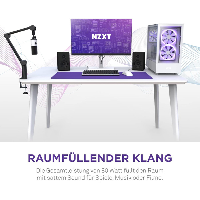 NZXT Relay – Комп'ютерні колонки для ПК, 80 Вт, повний частотний діапазон, чорний