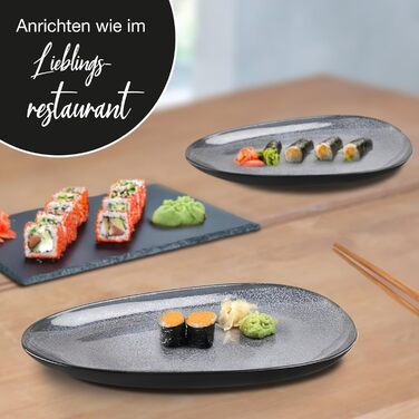 Набір сервіровочних тарілок Moritz & Moritz VIDA, блакитний (2 шт.) - великі тарілки з якісного порцеляну, сучасний дизайн, підходить для мікрохвильової печі та посудомийної машини, ідеально для салатів, м'яса на грилі, закусок та іншого