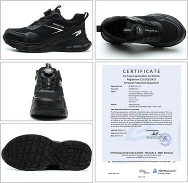 Черевики робочі чоловічі/жіночі легкі, з металевим носком, дихаючі, антиковзкі, чорні, 38-46 EU