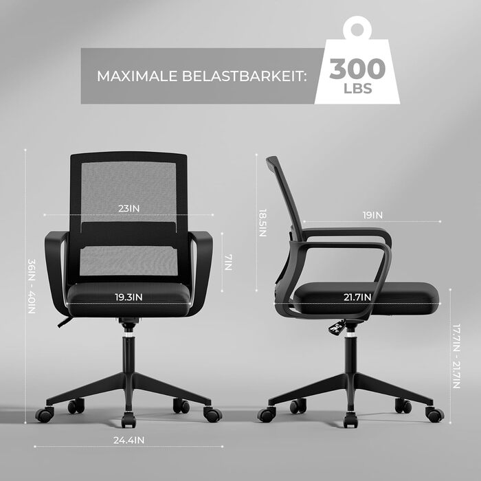 Офісне крісло Sukida, ергономічне, з підлокітниками, чорне