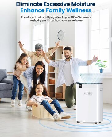 Електричний осушувач повітря 20л/день, потужний, з LED-дисплеєм, для сушіння білизни, з гофрованим шлангом, таймером та авторозморожуванням, для квартир, ванних кімнат, підвалів (20L-D)