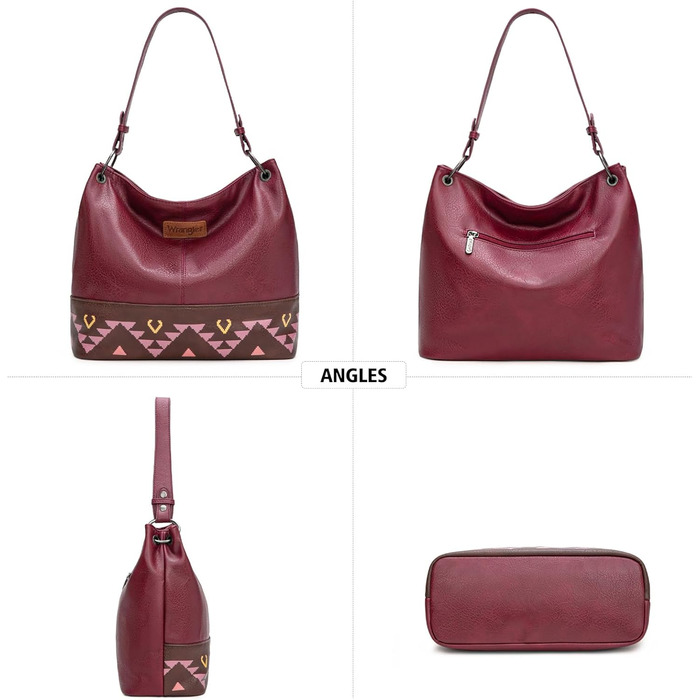 Сумка жіноча Wrangler Hobo з екошкіри, верхня ручка, крос-боді (Western Burgundy)