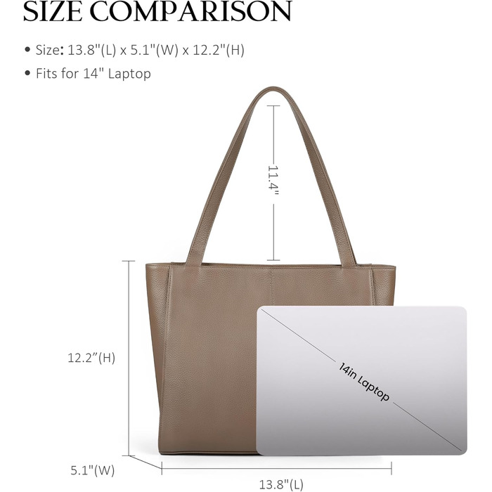 Сумка жіноча шкіряна befen Shopper, велика, для ноутбука 14