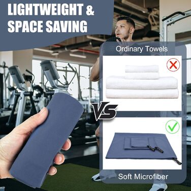 Набір рушників Neerow з мікрофібри (3 шт.): великий (152x76 см), фітнес (80x40 см), маленький (30x30 см), кольоростійкі, швидковисихаючі (Marine)