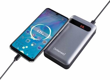 Powerbank Intenso Powerbank PD 20000mAh: Швидка зарядка, 20000mAh, сумісний зі смартфонами, планшетами, MP3-плеєрами та цифровими камерами, Anthrazit