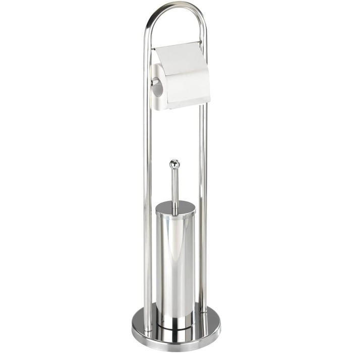 Набір для туалету WENKO Vasto з нержавіючої сталі 2 в 1: тримач туалетного паперу та щітка для унітазу, Ø 22 x 81 см