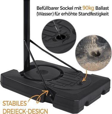 Yaheetech Adjustable Height Basketball Stand - Mobile Basketball System for Indoor/Outdoor Use - Water/Sand Fillable Hoop