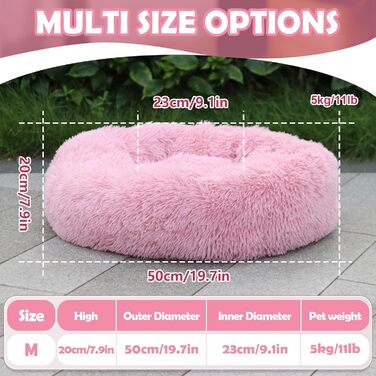 М'яке кругле ліжко для собак та котів, 50 см, рожеве. Легко миється, не слизьке, розмір L 50x50x20 см