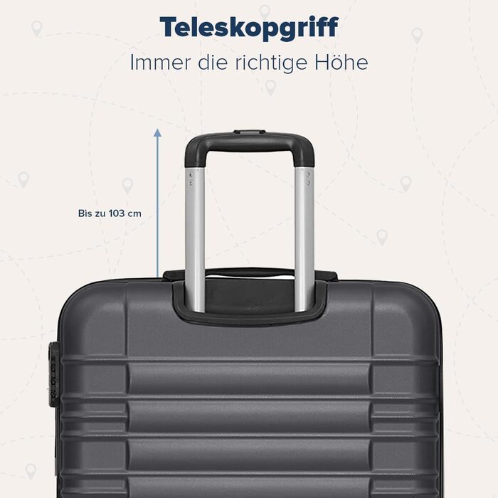 Набір валіз TRVLMORE 3 шт. з жорсткого пластику: маленька, середня, велика сіра валіза для подорожей, ручна валіза 55x40x20 см