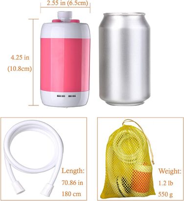 Електрична портативна душова кабіна Iron Hammer для кемпінгу, автомиття та купання тварин (рожева)