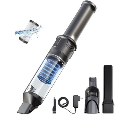 Акумуляторний ручний пилосос KLAMER 140W, 16000 PA, 36 хв роботи, без мішка, для дому, офісу та авто