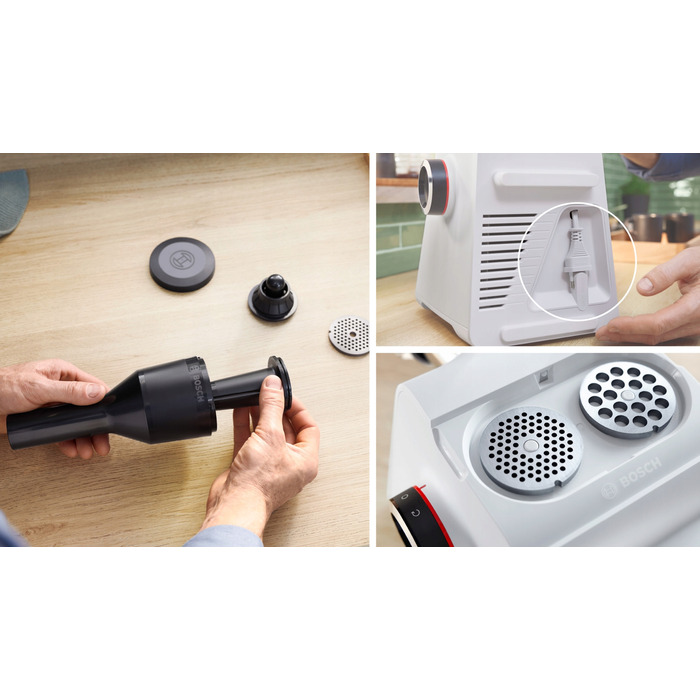М'ясорубка Bosch Serie 6 MFWS607W 2100 Вт, реверс, біла