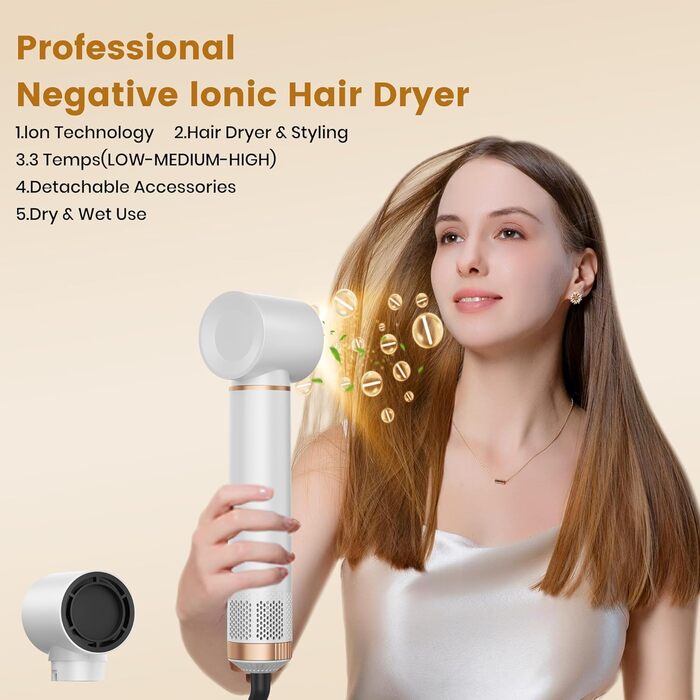 Набір для укладки волосся 6 в 1: фен-щітка, плойка, випрямляч, термощітка, фен, локони. 110000 об/хв.