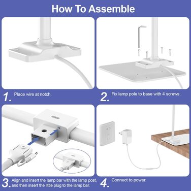 LED Desk Lamp with Adjustable Brightness - 1200 Lumens, Dual Head, Clamp-On for Home Office, Eye Protection, Gooseneck Design, Monitor Light with 5 Color Temperature & Brightness Levels (Metal Base)