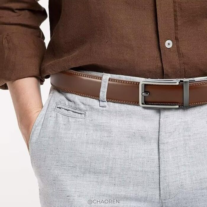 Чоловічий шкіряний ремінь CHAOREN 2 шт. чорний/коричневий – автоматичний ремінь, 35 мм, з подарунковою коробкою, дизайн для будь-якого випадку та вбрання, розмір 90-105 см