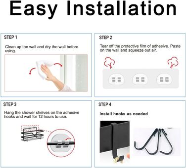 Двопакетна поличка для душу ASelected, органайзер для ванної кімнати без свердління, полиця для душу/кухні з тримачем для бритви, міцна нержавіюча сталь, 4 гачки, сріблястого кольору
