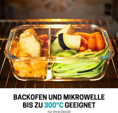 Набір контейнерів для їжі Igluu Meal Prep (3 шт.) – 980 мл, з боросилікатного скла, з 3 відділеннями, BPA-free, для мікрохвильовки, духовки, морозильника, посудомийної машини, витікання неможливе