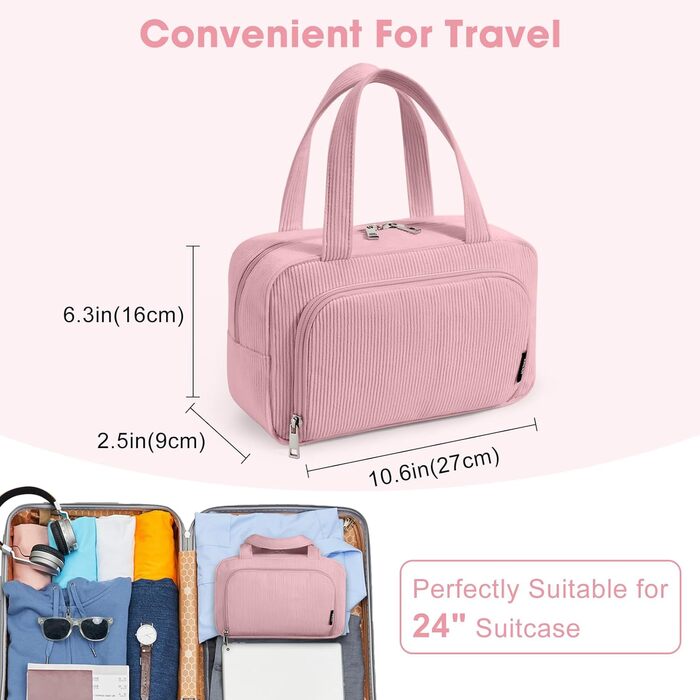 Косметичка для жінок Kalidi з багатьма відділеннями та відділенням для пензликів, велика, для подорожей, органайзер макіяжу, косметичка-рюкзак, темно-зелений (рожевий)