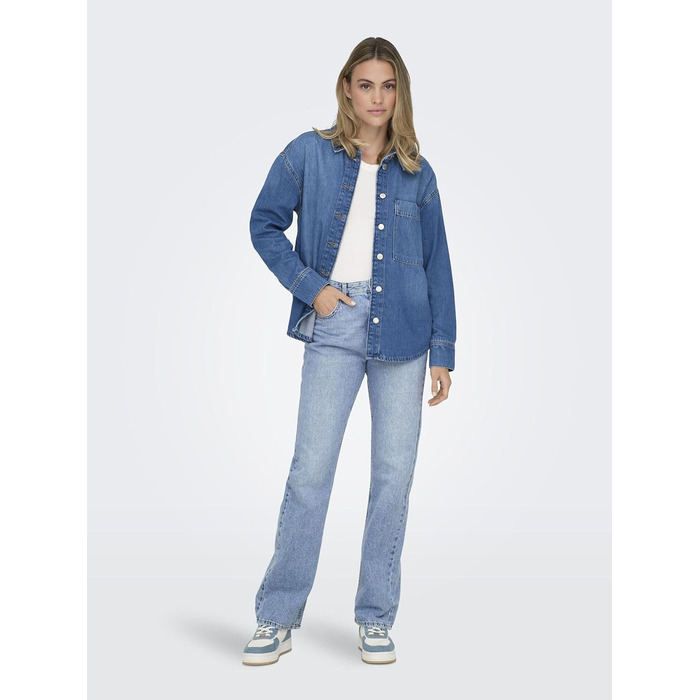 Джинси жіночі прямі ONLBLUSH світло-блакитні, середньої посадки, розмір M/32L, деним