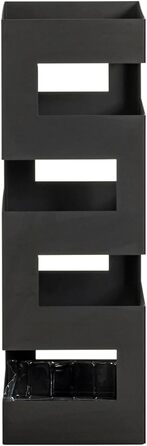 HAKU Modern White Metal Umbrella Stand - 16x48x16 cm - Black Accent