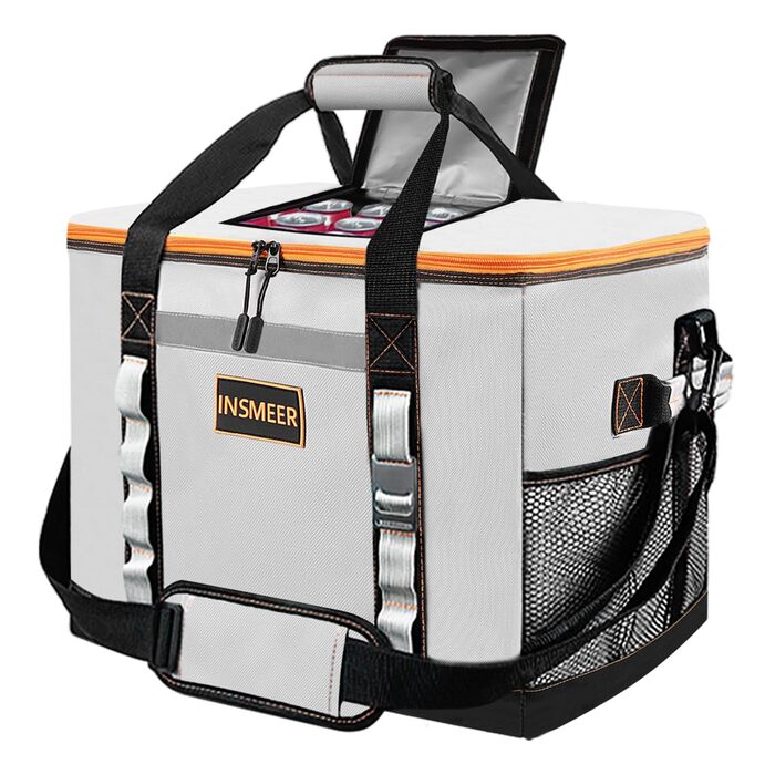 Сумка-холодильник INSMEER 48L для пікніків, кемпінгу та пляжу (сіра)