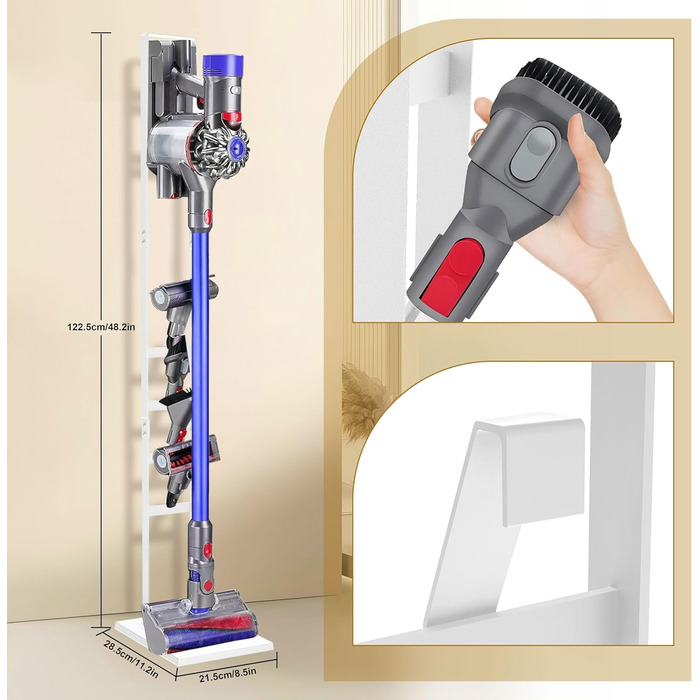 Підставка для пилососа OUTBROS сумісна з Dyson Gen5 V15s V15 V12 Slim V11 V10 V8 V7 V6, металева, без свердління, самостійна, біла