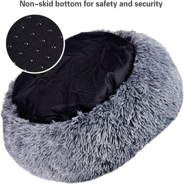 Кішечка Квіточка: М'яке кругле ліжко для котів та собак, 50 см, сірий колір