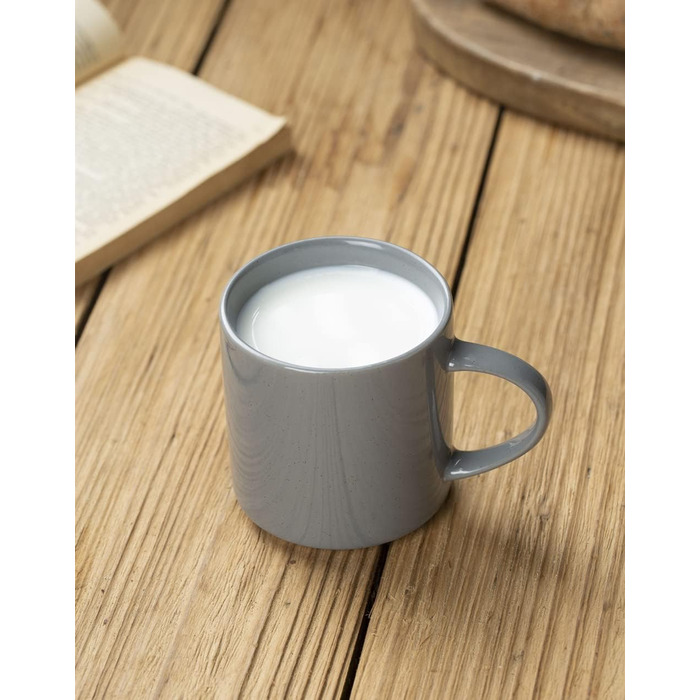 Набір посуду Nebula для 6 осіб, 18-ти частинний: тарілки та миски, керамічний набір, таріль/сервіз, підходить для мікрохвильової печі та посудомийної машини, колір кориця (темно-сірий), 6 чашок (355мл)