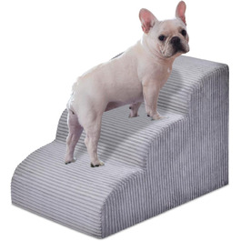 Сходинки для собак та котів на ліжко - 4 сходинки, антиковзаючі, знімні, миючі, підходить для дому та авто, H: 50,8 см (3 сходинки, світло-сірий)