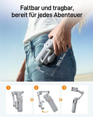 Hohem iSteady X3 SE - Стабілізатор для смартфона, 3-осьовий, сірий. Ідеально для Vlogging, Selfie та подорожей. 11 годин роботи від акумулятора.