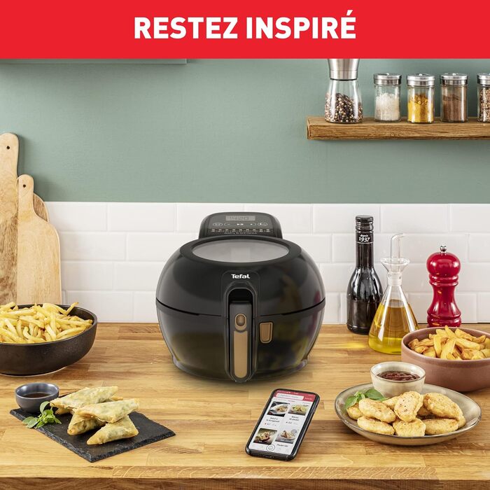 Аерофритюрниця Tefal ActiFry Genius FZ7758 з грилем, 1,2 кг, автоматичне перемішування, 9 програм, здорове смаження без олії, цифрова книга рецептів, чорна