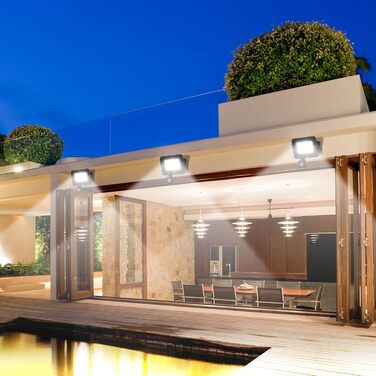 LED Floodlight 50W, Outdoor 5000LM, Spotlight 72 LED IP65 Waterproof, Outdoor Floodlight 6500K Cold White, 230V for Garage, Garden 【2 Pack Black】 (35wg 6500k Cold White, Motion Sensor)