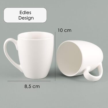 Hansekitchen Coffee Mug Set Large – Coffee Cups made of high-quality and sturdy ceramic, large handles, large mugs (White, Set of 6)