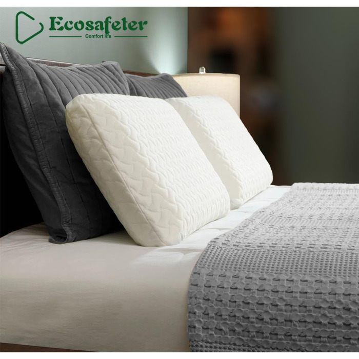 Ортопедична подушка для шиї та голови Classic з ефектом пам'яті (Memory Foam), ергономічна, середньої та високої жорсткості, з дихаючим знімним чохлом, біла