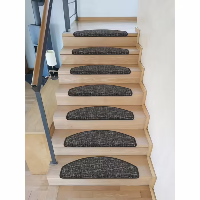 Kettelservice-Metzker Stair Treads, Stair Carpet Sonata, Half-Round, Anthracite, 16 Pieces