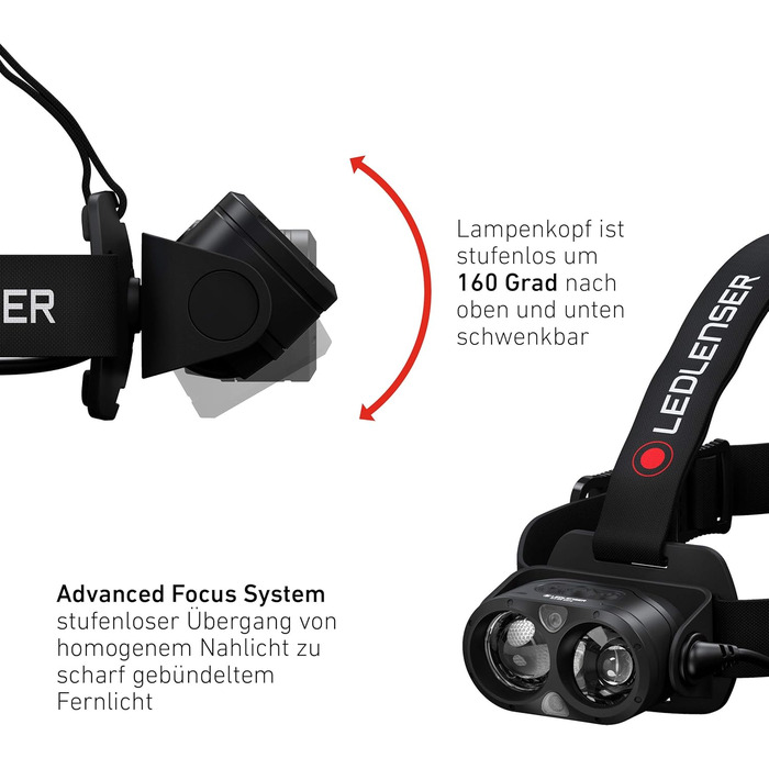 Налобний ліхтар Ledlenser H19R Core 3500 лм, акумуляторний, LED, червоне світло, IP67, USB-зарядка, дальність 300 м