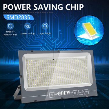 LED Floodlight Outdoor, IP65 Waterproof Outdoor Floodlight LED Spotlight 30000LM Floodlight, Outdoor Floodlight for Backyard, Garden, Workshop, Yard, Driveway, Doors, Garage, Hallway (Warm White, 600W)
